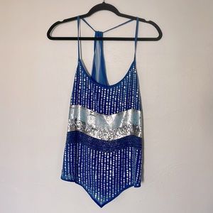 Southmoon Under, Blue Sequin Scarf Style Top